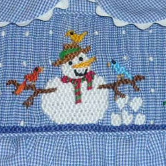 Be Mine Smocked Christmas Snowman Outfit Infant 3M - Picture 4 of 6